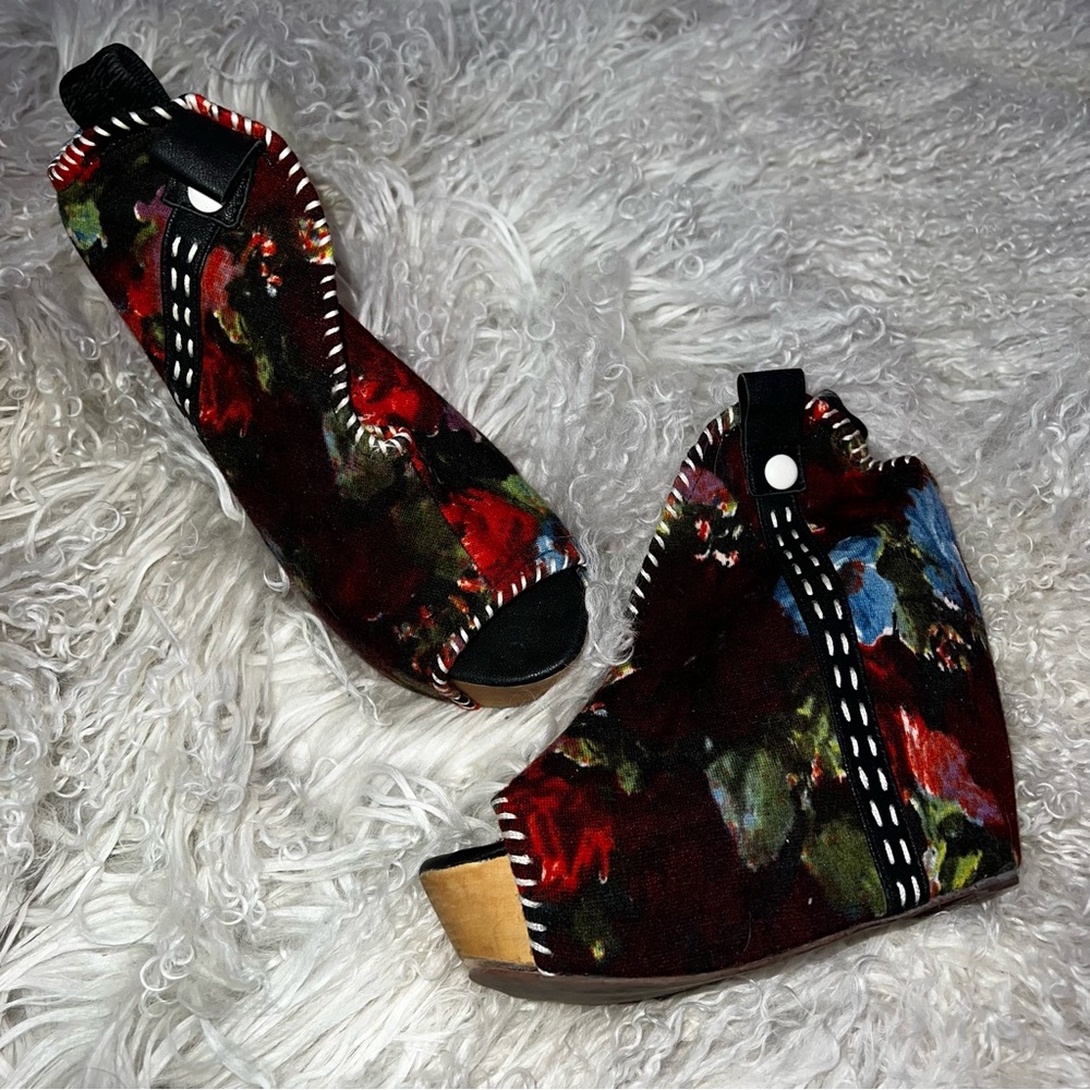 Jeffrey Campbell Floral Platform Wedges Gem
